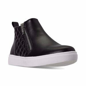 Steve Madden Black Quilted Zip Sneakers Size 5 | Casual Slip On High Top Shoes